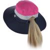 imageCC Safari Sun Hat Wide Brim Hat with Ponytail Hole Packable UPF 50 for Hiking CampingNavyHot Pink