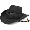 imageCC Sun Straw Western Cowboy Hat Hard Shape Paper Black