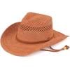 imageCC Sun Straw Western Cowboy Hat Hard Shape Paper Rust