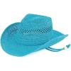 imageCC Sun Straw Western Cowboy Hat Hard Shape Paper Turquosie