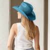 imageCC Sun Straw Western Cowboy Hat Hard Shape Paper Turquosie