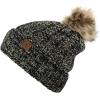 imageCC Thick Cable Knit Faux Fuzzy Fur Pom Fleece Lined Skull Cap Cuff Beanie2 Tone BlackDark Beige