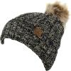imageCC Thick Cable Knit Faux Fuzzy Fur Pom Fleece Lined Skull Cap Cuff Beanie2 Tone BlackDark Beige