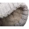 imageCC Thick Cable Knit Faux Fuzzy Fur Pom Fleece Lined Skull Cap Cuff Beanie2 Tone Lt Gray