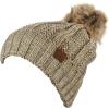 imageCC Thick Cable Knit Faux Fuzzy Fur Pom Fleece Lined Skull Cap Cuff Beanie2 Tone Taupe