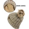 imageCC Thick Cable Knit Faux Fuzzy Fur Pom Fleece Lined Skull Cap Cuff Beanie2 Tone Taupe