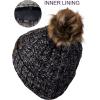imageCC Thick Cable Knit Faux Fuzzy Fur Pom Fleece Lined Skull Cap Cuff Beanie3 Tone Gray