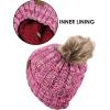imageCC Thick Cable Knit Faux Fuzzy Fur Pom Fleece Lined Skull Cap Cuff Beanie3 Tone Pink