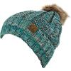 imageCC Thick Cable Knit Faux Fuzzy Fur Pom Fleece Lined Skull Cap Cuff Beanie3 Tone Teal