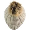 imageCC Thick Cable Knit Faux Fuzzy Fur Pom Fleece Lined Skull Cap Cuff BeanieBeige