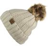 imageCC Thick Cable Knit Faux Fuzzy Fur Pom Fleece Lined Skull Cap Cuff BeanieBeige