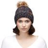 imageCC Thick Cable Knit Faux Fuzzy Fur Pom Fleece Lined Skull Cap Cuff BeanieBlack Mix
