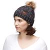 imageCC Thick Cable Knit Faux Fuzzy Fur Pom Fleece Lined Skull Cap Cuff BeanieBlack Mix