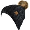 imageCC Thick Cable Knit Faux Fuzzy Fur Pom Fleece Lined Skull Cap Cuff BeanieBlackGray