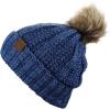 imageCC Thick Cable Knit Faux Fuzzy Fur Pom Fleece Lined Skull Cap Cuff BeanieBlueDenim
