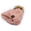 imageCC Thick Cable Knit Faux Fuzzy Fur Pom Fleece Lined Skull Cap Cuff BeanieChenille Indi Pink