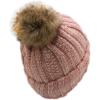 imageCC Thick Cable Knit Faux Fuzzy Fur Pom Fleece Lined Skull Cap Cuff BeanieChenille Indi Pink