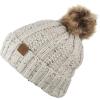 imageCC Thick Cable Knit Faux Fuzzy Fur Pom Fleece Lined Skull Cap Cuff BeanieConfetti Oatmeal