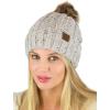 imageCC Thick Cable Knit Faux Fuzzy Fur Pom Fleece Lined Skull Cap Cuff BeanieConfetti Oatmeal