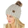 imageCC Thick Cable Knit Faux Fuzzy Fur Pom Fleece Lined Skull Cap Cuff BeanieConfetti Oatmeal