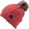 imageCC Thick Cable Knit Faux Fuzzy Fur Pom Fleece Lined Skull Cap Cuff BeanieCoral