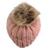 imageCC Thick Cable Knit Faux Fuzzy Fur Pom Fleece Lined Skull Cap Cuff BeanieIndi Pink