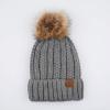 imageCC Thick Cable Knit Faux Fuzzy Fur Pom Fleece Lined Skull Cap Cuff BeanieLt Mel Grey