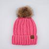 imageCC Thick Cable Knit Faux Fuzzy Fur Pom Fleece Lined Skull Cap Cuff BeanieNew Candy Pink Amz