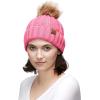 imageCC Thick Cable Knit Faux Fuzzy Fur Pom Fleece Lined Skull Cap Cuff BeanieNew Candy Pink Amz
