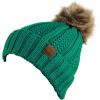 imageCC Thick Cable Knit Faux Fuzzy Fur Pom Fleece Lined Skull Cap Cuff BeanieSea Green