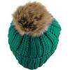 imageCC Thick Cable Knit Faux Fuzzy Fur Pom Fleece Lined Skull Cap Cuff BeanieSea Green