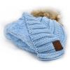 imageCC Thick Cable Knit Faux Fuzzy Fur Pom Fleece Lined Skull Cap Cuff BeanieSky Blue