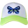 imageCC Trucker Mesh Adjustable Snapback Baseball CapAbstract Blue Butterfly  Neon Yellow