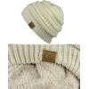 imageCC Unisex Chunky Soft Stretch Cable Knit Warm Fuzzy Lined Skully BeanieBeige