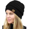 imageCC Unisex Chunky Soft Stretch Cable Knit Warm Fuzzy Lined Skully BeanieBlack