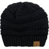 imageCC Unisex Chunky Soft Stretch Cable Knit Warm Fuzzy Lined Skully BeanieBlack