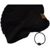 imageCC Unisex Chunky Soft Stretch Cable Knit Warm Fuzzy Lined Skully BeanieBlack With Hair Tie