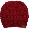 imageCC Unisex Chunky Soft Stretch Cable Knit Warm Fuzzy Lined Skully BeanieBurgundy