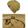 imageCC Unisex Chunky Soft Stretch Cable Knit Warm Fuzzy Lined Skully BeanieCamel