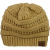 imageCC Unisex Chunky Soft Stretch Cable Knit Warm Fuzzy Lined Skully BeanieCamel