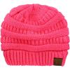 imageCC Unisex Chunky Soft Stretch Cable Knit Warm Fuzzy Lined Skully BeanieCandy Pink