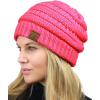 imageCC Unisex Chunky Soft Stretch Cable Knit Warm Fuzzy Lined Skully BeanieCandy Pink