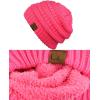 imageCC Unisex Chunky Soft Stretch Cable Knit Warm Fuzzy Lined Skully BeanieCandy Pink