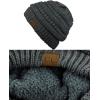 imageCC Unisex Chunky Soft Stretch Cable Knit Warm Fuzzy Lined Skully BeanieDark Melange Gray