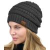 imageCC Unisex Chunky Soft Stretch Cable Knit Warm Fuzzy Lined Skully BeanieDark Melange Gray