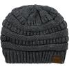 imageCC Unisex Chunky Soft Stretch Cable Knit Warm Fuzzy Lined Skully BeanieDark Melange Gray