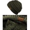 imageCC Unisex Chunky Soft Stretch Cable Knit Warm Fuzzy Lined Skully BeanieDark Olive