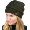 imageCC Unisex Chunky Soft Stretch Cable Knit Warm Fuzzy Lined Skully BeanieDark Olive