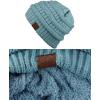 imageCC Unisex Chunky Soft Stretch Cable Knit Warm Fuzzy Lined Skully BeanieDenim