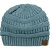 imageCC Unisex Chunky Soft Stretch Cable Knit Warm Fuzzy Lined Skully BeanieDenim